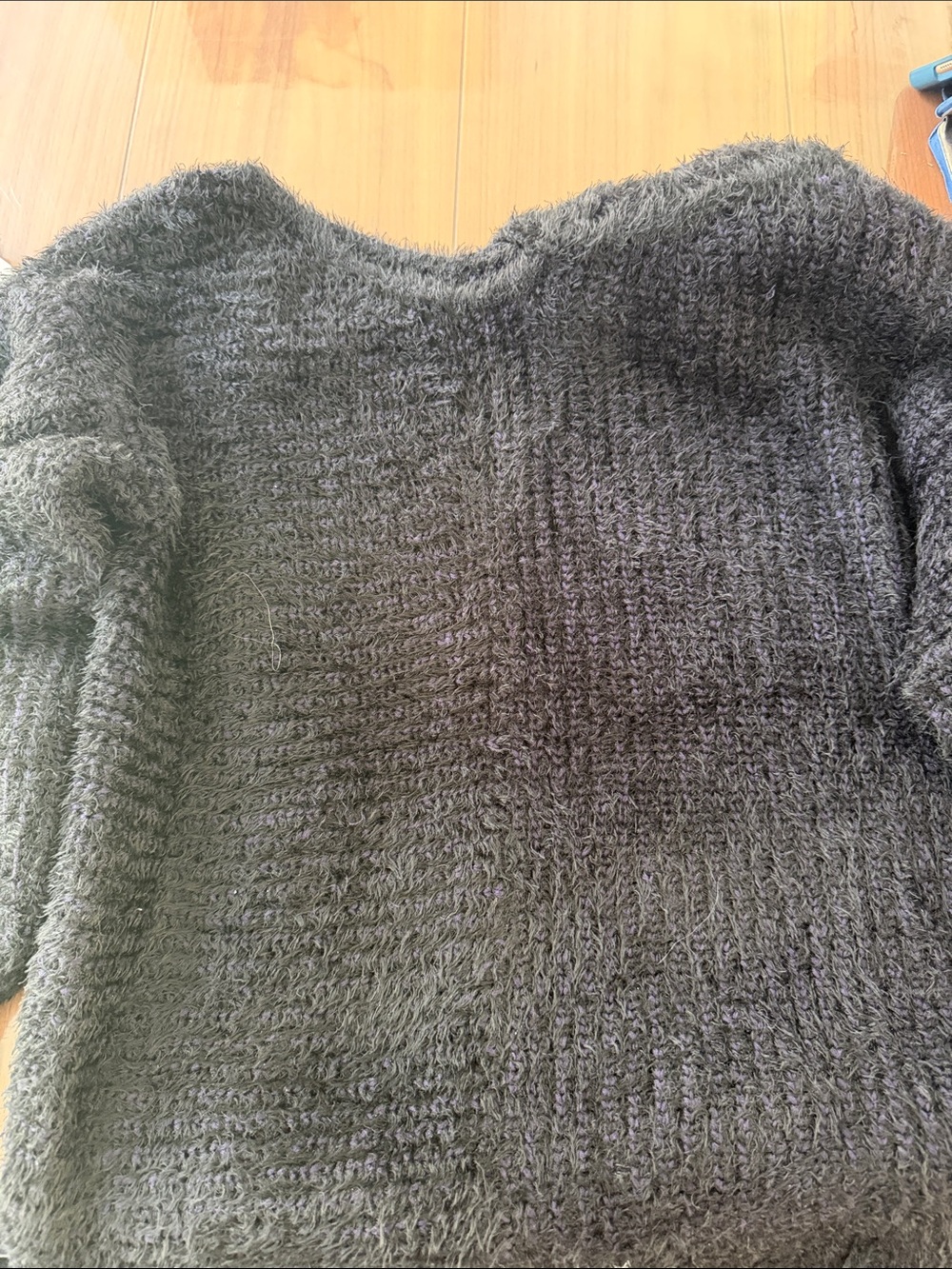 Lovers + Friends Black Fuzzy Crewneck Sweater